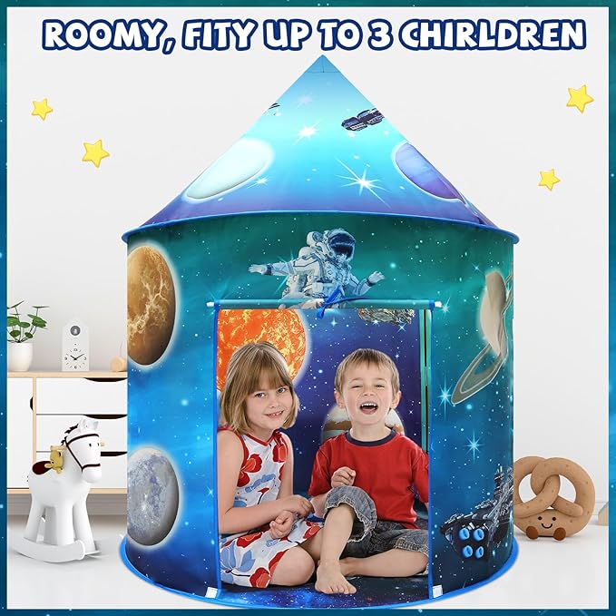 Space World Play Tent Pop Up Kids Indoor Sensory Playhouse Children Foldable Kids Tent for Boys Girls Toddler as 3 4 5 6 7 Years Gift as Birthday Christmas Toys