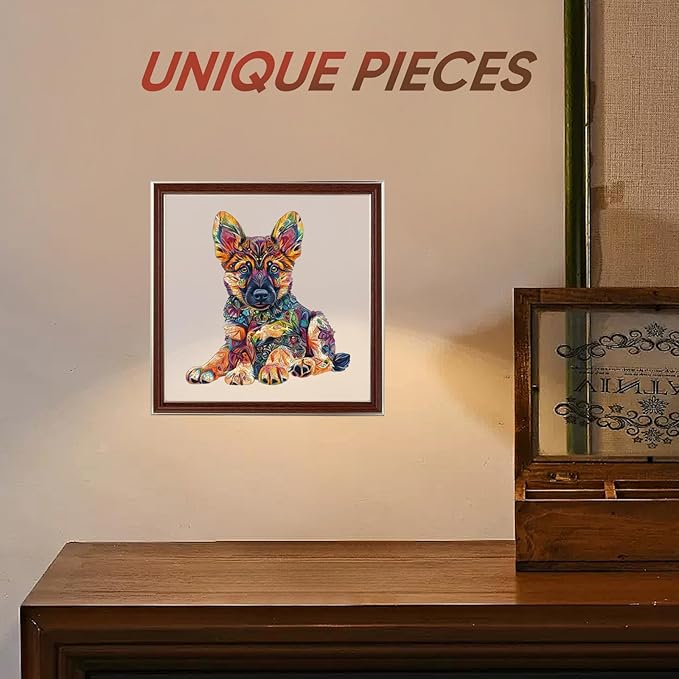German Shepherd Puzzle for Adults and Kids,500 Pieces Unique Shaped Puggy Jigsaw Puzzles for Kids and Adults,Best Gifts for Puzzle Lovers and Famliy Games,18.42x17.3 Inches