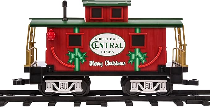 Lionel Battery-Operated North Pole Central Freight Toy Train Set with Bluetooth, Locomotive, Train Cars, & Track with Authentic Train Sounds, Lights, & Water Vapor Smoke Effects for Kids 4+