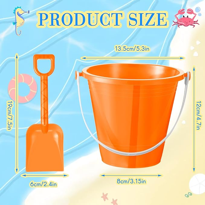 Sratte 24 Packs Beach Sand Buckets and Shovels Sets for Boys Girls, Plastic Beach Pails Sand Toys for Summer Pool Party Favors