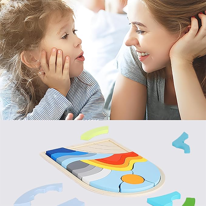 Kids Puzzles Ages 3-5, Wooden Puzzles for Toddlers 3-5, Color Shapes Puzzles for Kids Ages 4-6, Toddler Puzzles Montessori Toys for 3 Year Old, Great Gifts for 3+ Year Olds (Hills)