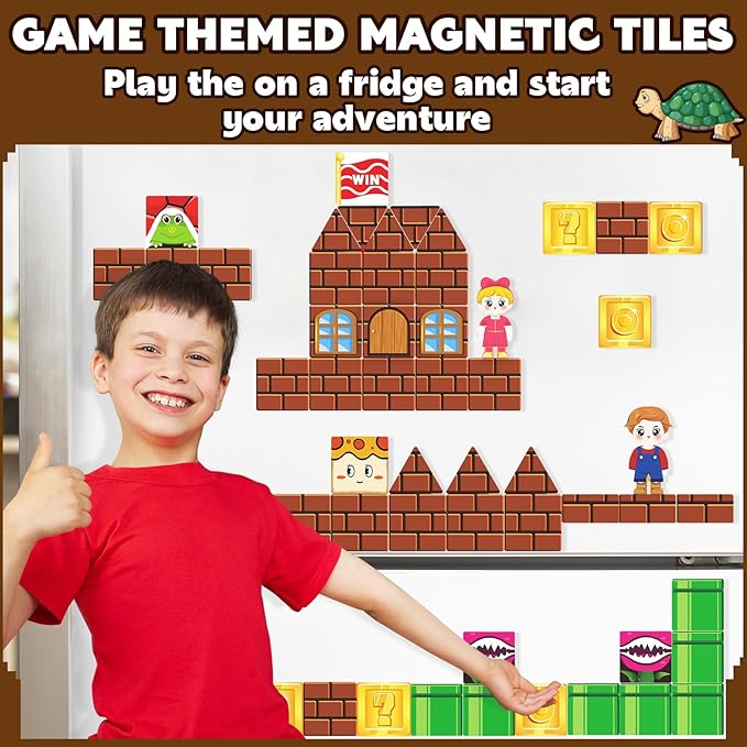 Magnetic Tiles Kids Games Toys Castle Adventure Magnetic Building Blocks Doll House Toys Construction Magnet Pretend Play Set for Boys & Girls 3-12 Year Old Christmas Birthday Gifts for Boys