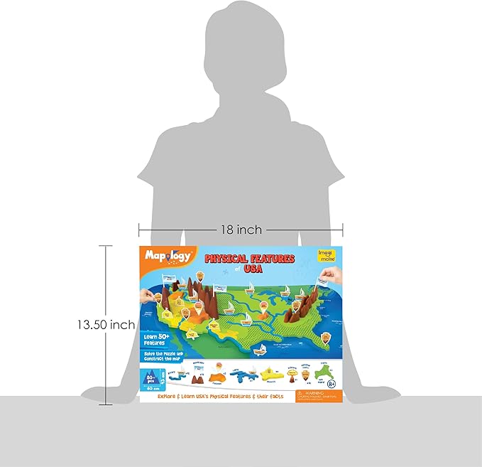 Imagimake Mapology Physical Features USA Puzzle | Mountains, National Parks, Rivers & Lakes 3D Puzzle for Kids 8-10 | Educational Toys | Classroom Must-Haves | Learning Gift for Kids Age 8-12