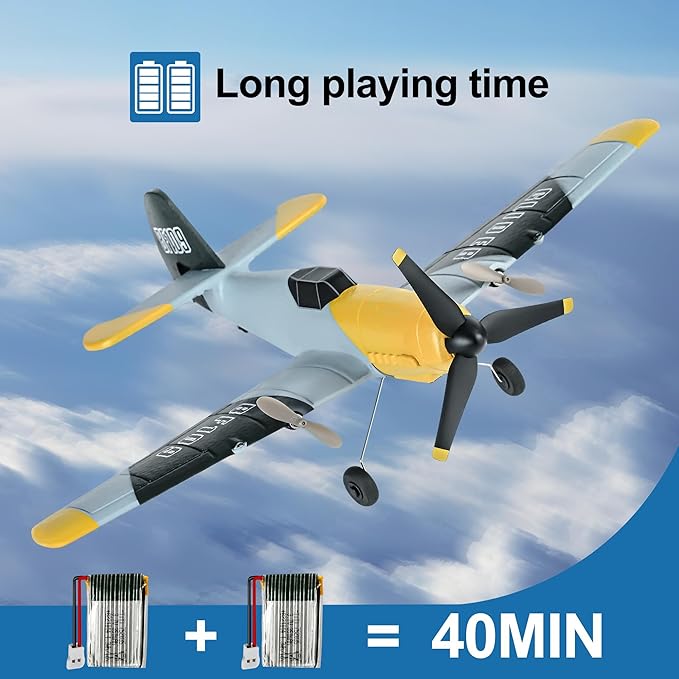 RC Plane Toy Drones 3 Channel BF-109 Airplane,2.4GHz 6-axis Gyro Stabilizer RTF Glider Aircraft Plane or Beginners Adults Kids with Xpilot Stabilization System Fighter