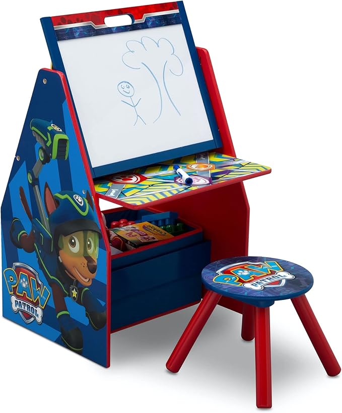 Delta Children Deluxe Kids Art Table | Easel, Desk, Stool, Toy Organizer, Nick Jr. PAW Patrol