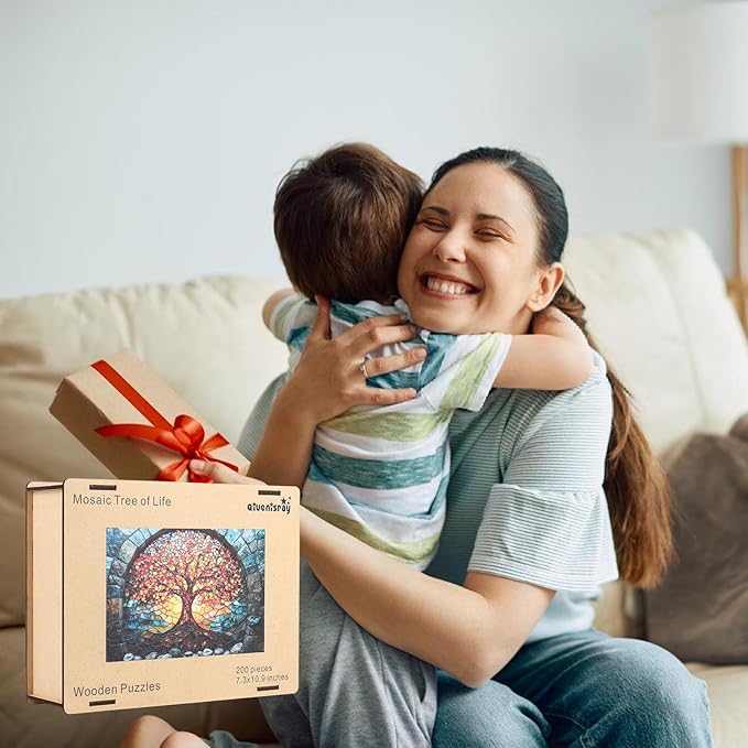 Wooden Puzzles for Adults 500 Pieces, Mosaic Tree of Life Jigsaw Puzzles, Medium,Unique Shape Adult Puzzles,Irregular Creative Gift for Family Game(16.7 * 11.1 in)