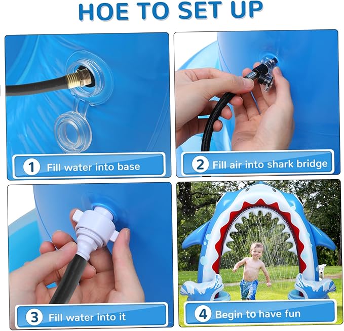 Toyvian Inflatable Arch Sprinkler Shark, 95.4 x 78.7 Summer Outdoor Sprinkler Water Toys for Kids, Large Water Sprinkler Toys for Boys & Girls