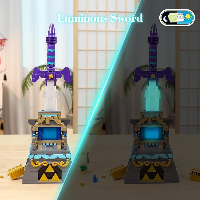 BOTW The Master Sword Glowing Building Block Set，Compatible with Lego Link’s Sword Toy Set for Adults Boy Fans Kids Ages 6-12 Year Old（498PCS）