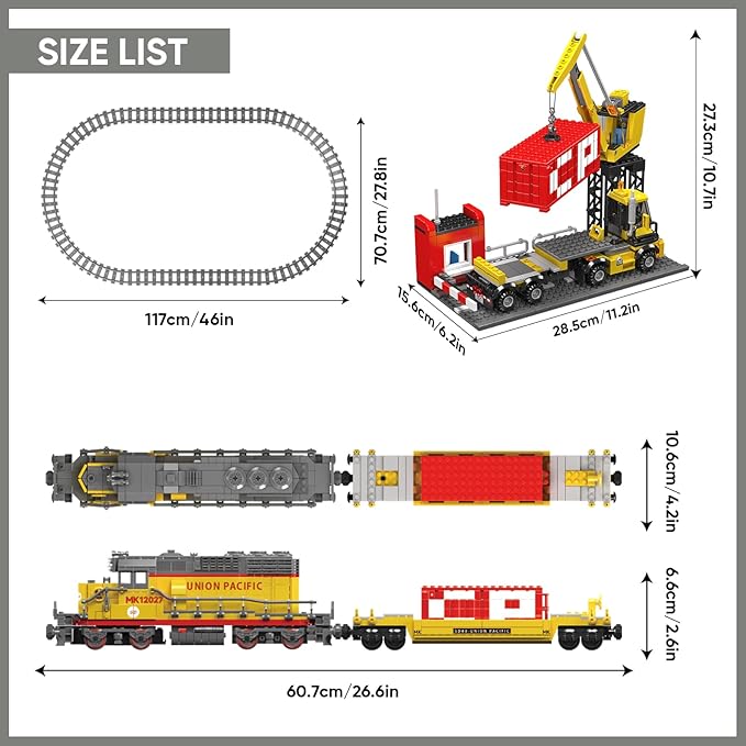 Mould King 12027 Train Building Block Kit, EMD SD40-2 Diesel Locomotive Rail Train with Motor, Remote Controlled Train Set for Kids/Adult Collections Enthusiasts(1170 Pieces)