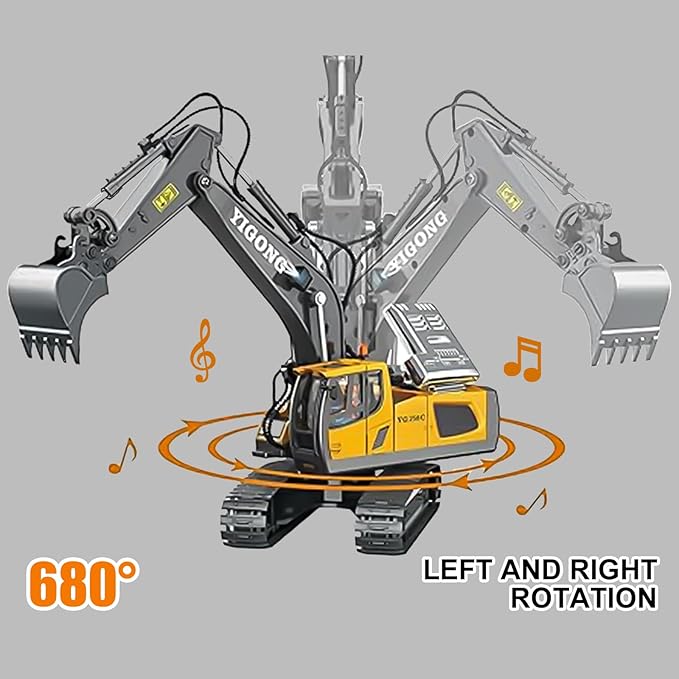 Remote Control Excavator Toy for Boys Ages 6+,11-Channel RC Excavator Toy,with Metal Shovel,2.4Ghz RC Construction Vehicle,Ideal Gifts for Kids on Birthday,Christmas