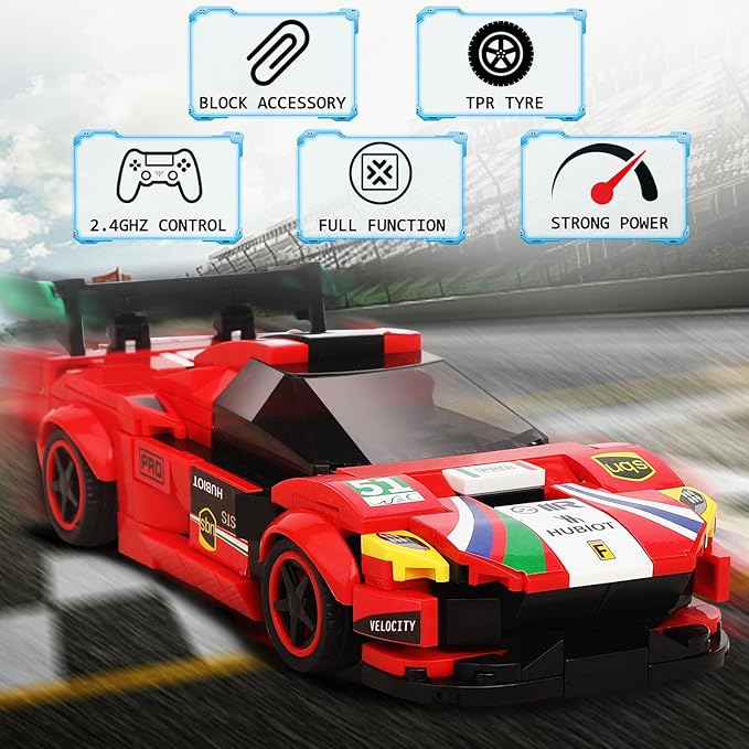 STEM Toys for 6-10 Year Old Boys Girls - 306 pcs RC Car Building Block Set - Remote Control Racing Car Building Toy Sets Building Kit for Kids (Red)