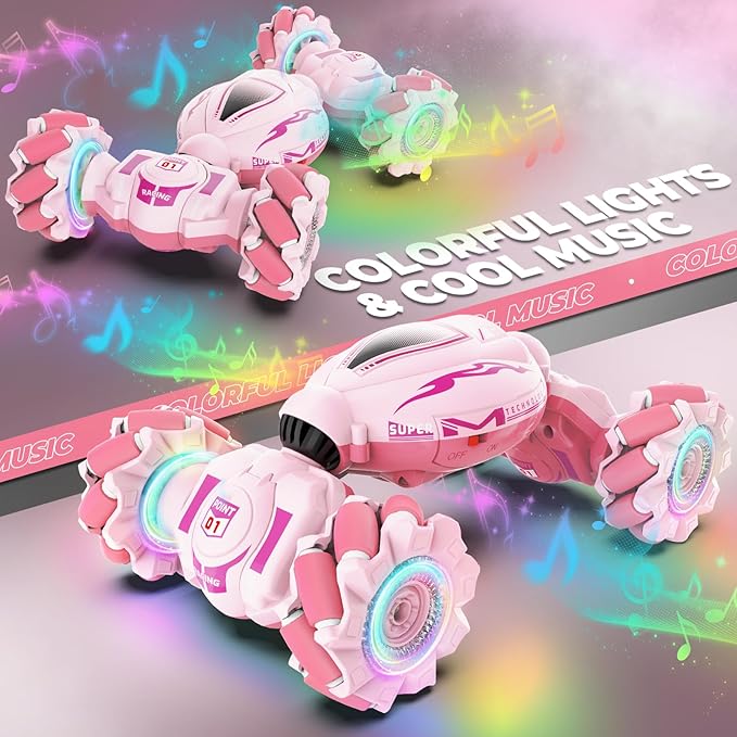 Dysaim Gesture RC Car, Gesture Sensing RC Stunt Car Toys for Kids 6-12 yr, 2.4GHz 4WD Hand Remote Control with Lights Music, Off-Road 360° Rotation Drift for Birthday Toy Gifts