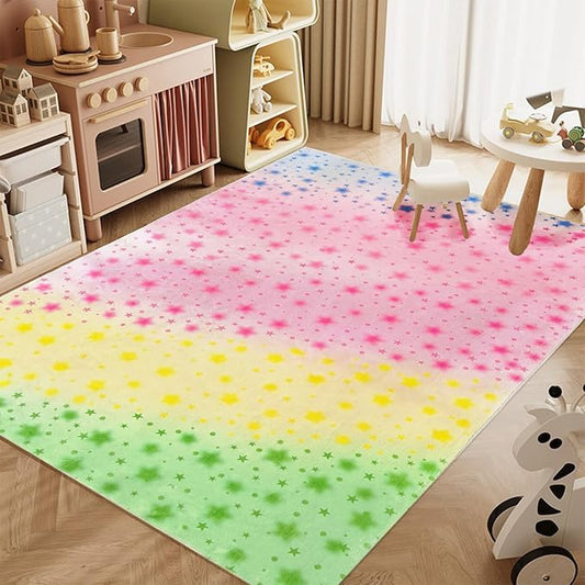 ABREEZE Kids Rug Play Mat Ultra Soft Rugs for Kids Room, 5'x6.6' Non Slip Gradient Star Children Nursery Rug Carpet for Bedroom Decor Playroom Living Room