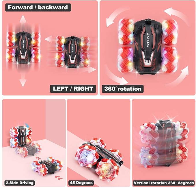 Gesture Sensing RC Stunt Car, Best Birthday Gifts for Kids,Double-Sided 360° Flips RC Cars for Boys Age 6-12 8-12 Birthday Gifts Toy Cars,4WD Transform Off Road for Rotating