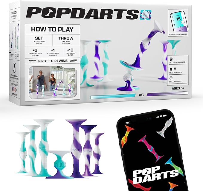 Popdarts PRO Pack Game Set (Retro) - Indoor, Outdoor Suction Cup Throwing Game - Competition with a POP