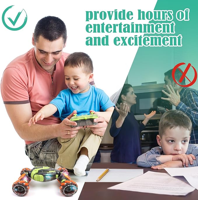 Gesture Sensing RC Stunt Car - Remote & Hand-Controlled Drift Toy for Kids Ages 5-7 6-8 9 10 11 12 Year Old, 4WD, Double-Sided Driving with Lights & Music