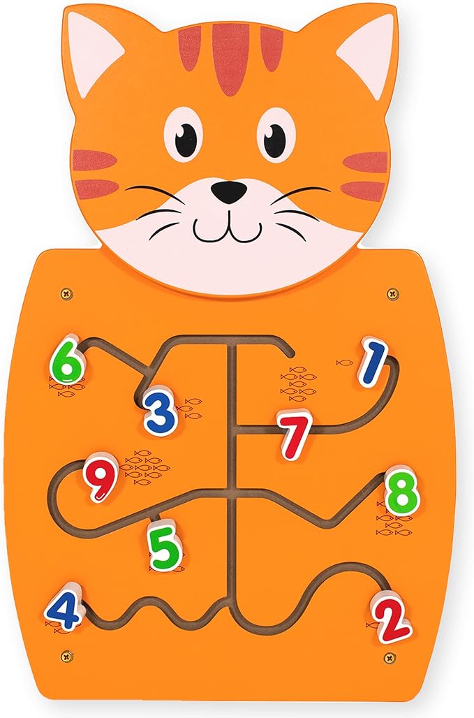 LEARNING ADVANTAGE Cat Activity Wall Panel - 18m+ - Toddler Activity Center - Wall-Mounted Toy - Busy Board Decor for Bedrooms, Daycares and Play Areas