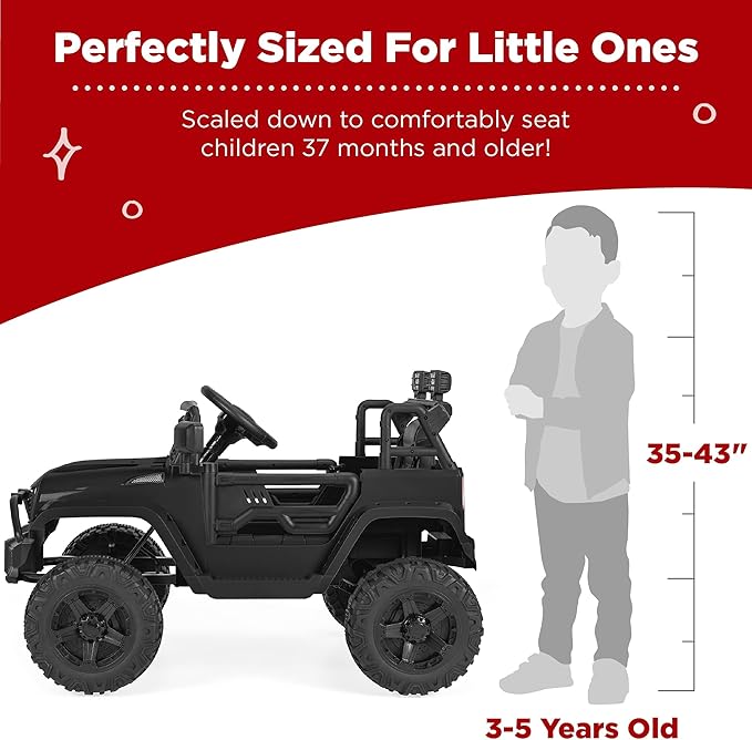 Best Choice Products 12V Kids Ride On Truck Car w/Parent Remote Control, Spring Suspension, LED Lights, AUX Port - Black