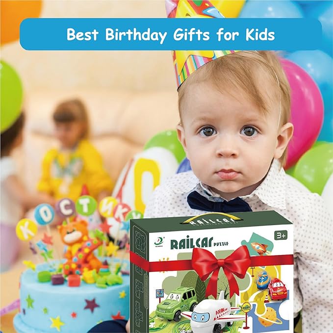 4 Year Old Boy Birthday Gift, Puzzle Racer Kids Car Track Set Puzzle Racer Car Track Set with Roadmap Puzzle Track Car Play Set Toys for 4 Year Old Boys (B-Ocean, set2-15PCS)