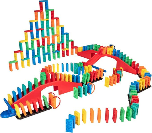 Bulk Dominoes Kinetic Domino Kit | Dominoes Set, STEM STEAM Small Toys, Family Games for Kids, Kids Toys and Games, Building, Toppling, Chain Reaction Sets (225pc)