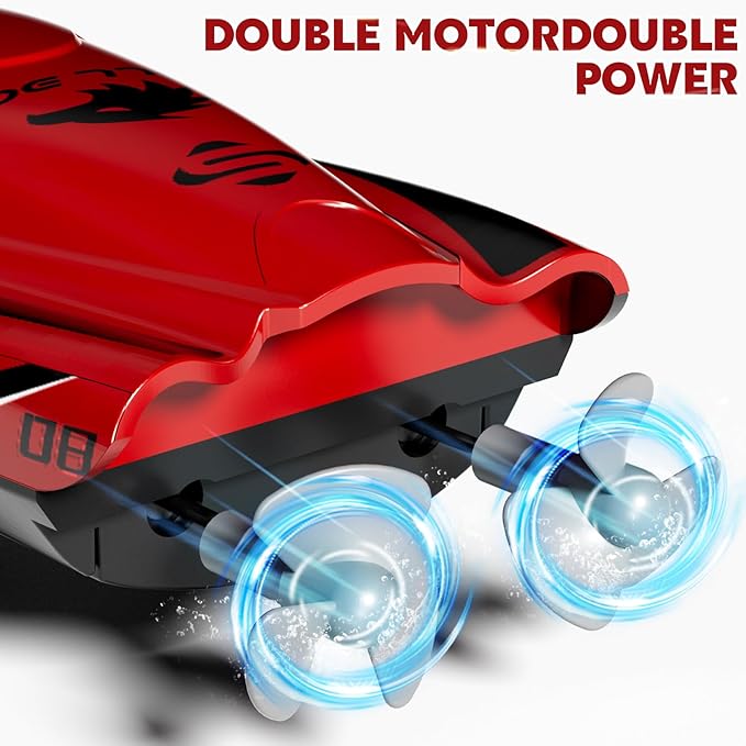 Remote Control Boat, 2.4Ghz Toy RC Boat with 360 Rotating for Lakes Swimming Pool Bath Toys, Mini Remote Control Stunt Boats Summer Outdoor Toys for Kids Boys Girls 8-12 Years Birthday Gift