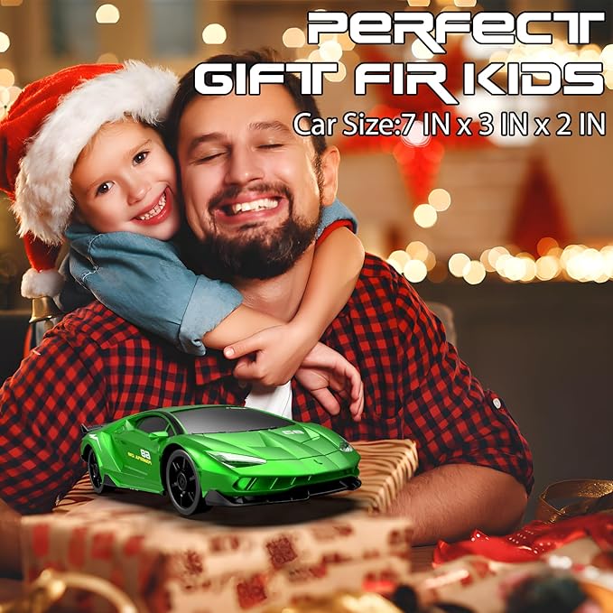 Remote Control Car, 1/24 Scale RC Drift Car, 4WD 15KM/H High Speed RC Cars, Racing Sport Toy Car with LED Lights, Racing Tire, Birthday for Kids Boys Girls, Rechargeable Battery