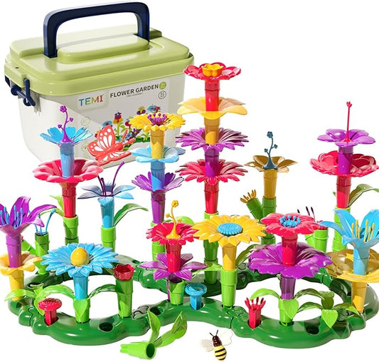 TEMI Toddler Toys Birthday Gifts for 3 4 5 6 7 Year Old Girls Boys, 91 PCS Flower Garden Building Toy STEM Educational Activity Preschool Toys for Kids Age 3-6