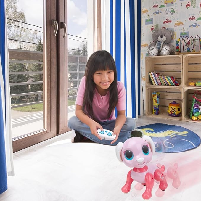 BIRANCO. Remote Control Dog Gesture Sensing - Smart Puppy Pink Toy Robot Pet Walks Barks Interactive with Toddler, STEM Play, Best Christmas Holiday Birthday Gifts for 3 4 5 6 7 8 Years Old Girl