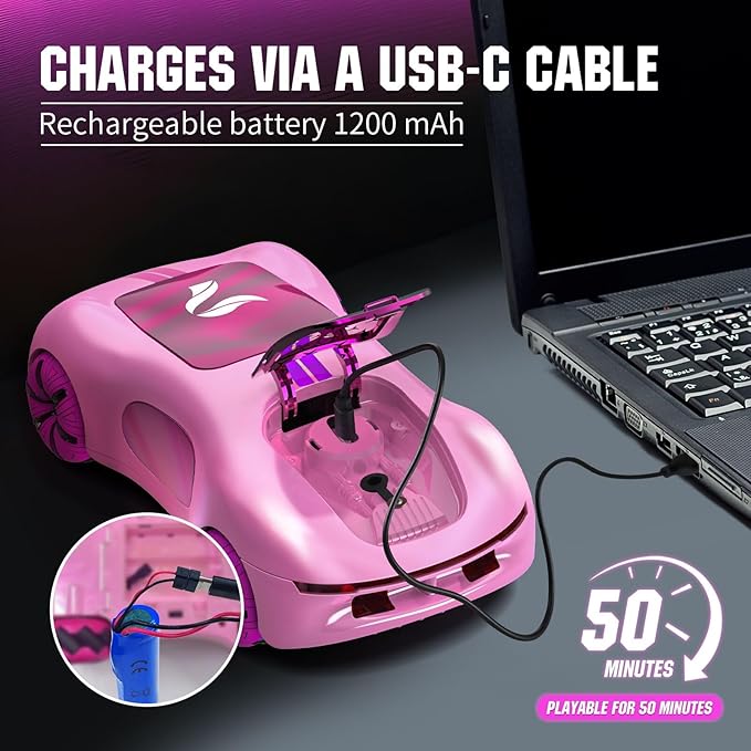 Gesture Sensing Remote Control Car, Drift RC Stunt Car with Light Spray & Sound, 2.4GHz Hobby RC Cars Toy for Kids, 360° Rotate, Birthday Gifts for Boys Girls 6-12（Pink）