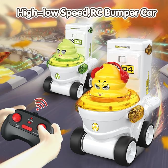 Remote Control Car Toys Set of 4 for Kids Rechargeable RC Car Ejecting Bumper Car with LED Light & Music Effects RC Vehicle Birthday for Kids Age 3 4 5 6 7 8+ Family Interaction