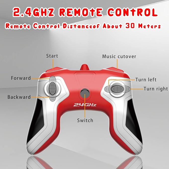 Remote Control Car, RC Fire Truck for Kids, RC Monster Truck Toy 2.4GHz 1:18 Scale Model Vehicle with LED Lights Sounds Racing Sport Toy Car for Adults Boys Girls Kids Gift 2Pcs Batteries