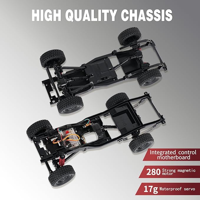 MN82 RC Rock Crawler, 2.4Ghz Toyota Remote Control Truck, 4WD 2 Speeds Switch RC Crawler Off-Road Pick-up with 2 Upgraded 1200mah Battery, 1/12 Scale Trucks (with Gift)