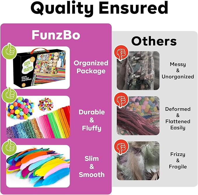 FUNZBO 4000+pcs Arts and Crafts Supplies for Kids -Girl Craft Kit Materials for Kids Age 4 5 6 7 8-12 Birathday Gifts for Girls and Boys Crafts for Girls Ages 8-12 Arts Activities
