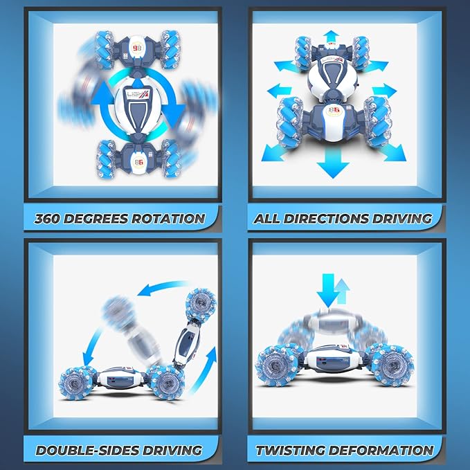 Dysaim Gesture Sensing RC Stunt Car Toys for 6-12 Boys&Girls - Birthday for Kids, Hand Controlled 2.4Ghz Remote Control Twist Cars, 4WD Transform All-Terrain Off Road Vehicle