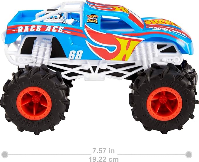 Hot Wheels RC Monster Trucks Race Ace 1:24 Scale, 1 Remote-Control Vehicle with Large Tires & All-Wheel Drive, Toy for Kids 4 Years Old & Up