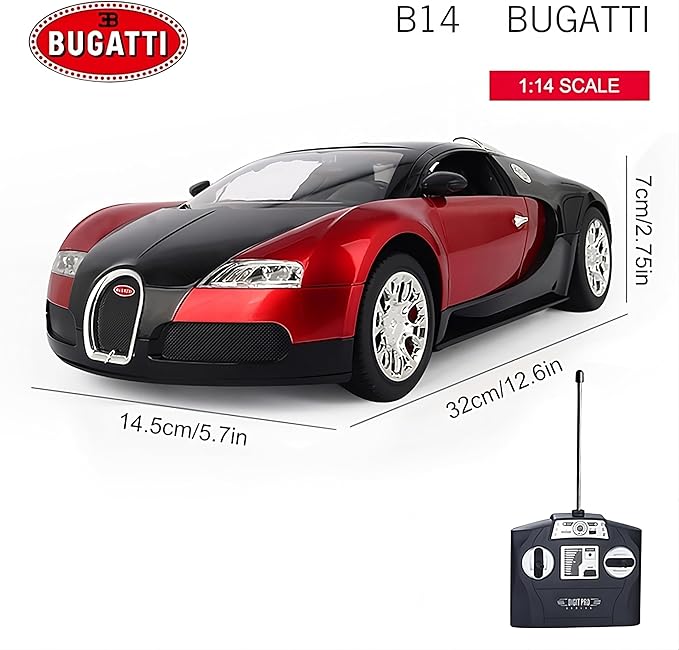 Vinie Remote Control Car for Boys, RC Cars Bugatti Veyron, 1:24 Scale Officially Licensed Kids Toys, Drift Car with Cool Led Lights, 4 5 6 7 8 9 10 11 12 Year Old Boy Birthday Gift (Red)