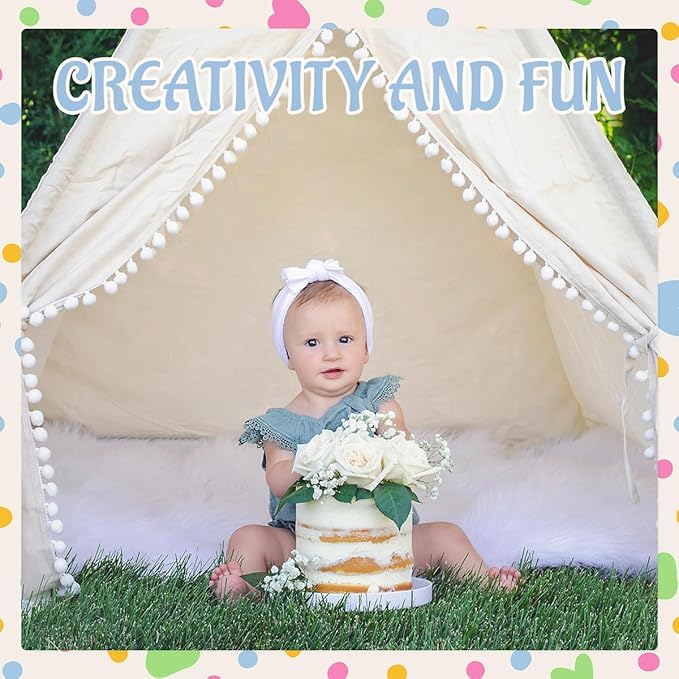 2 PCS Teepee Tent for Kids,Washable Tapered Kids Teepee Tent,Bohemian White Collapsible Sleepover Tents,for Boys and Girls Sleepover Pajamas Party Birthday SPA
