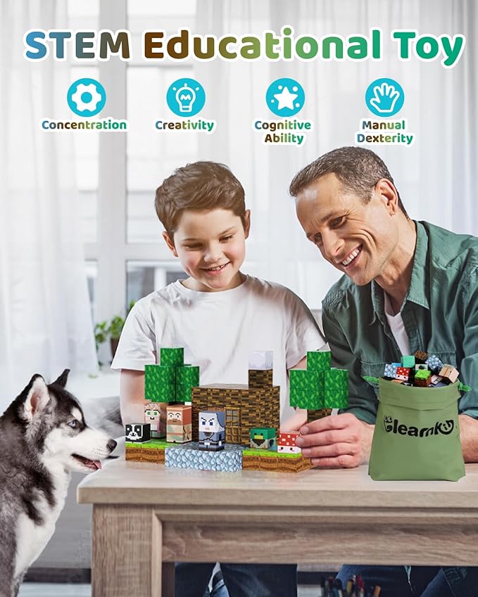 123PCS Magnetic Blocks - Forest Castle Theme Magnetic Blocks Building Toys, Toddler Magnet Toys STEM Building Game Sensory Gift for Kids Ages 3 4 5 6 7 8 9+ Boys Girls Birthday Gifts