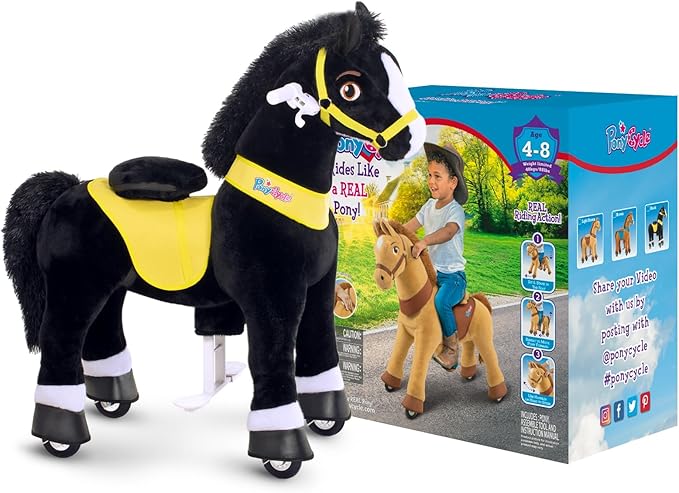 PonyCycle Pony Cycle 4-7 Ride on Pony Toy Spring Rocking Horse Riding Toy Essential Model E (35.4" Height/Size 4) Horse Rider Ride on Toys Bouncy Animals Toddlers Spirit Riding Horse Black E438