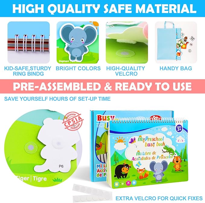 Foayex Preschool Learning Activities Spanish English Books - Bilingual Montessori Educational Toys for 3 4 5 Year Old Girls, Speech Therapy Toys Español para Niños, Juguetes para Niñas Gifts for Kids