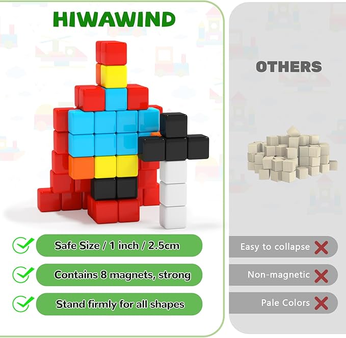 Magnetic Blocks for Toddlers -Classroom Must Haves STEM Learning Toys for 3-5 Year Old Boys & Girls, Safe & Strong Building Blocks with ASMR Sounds,Ideal Gifts for Kids 3+