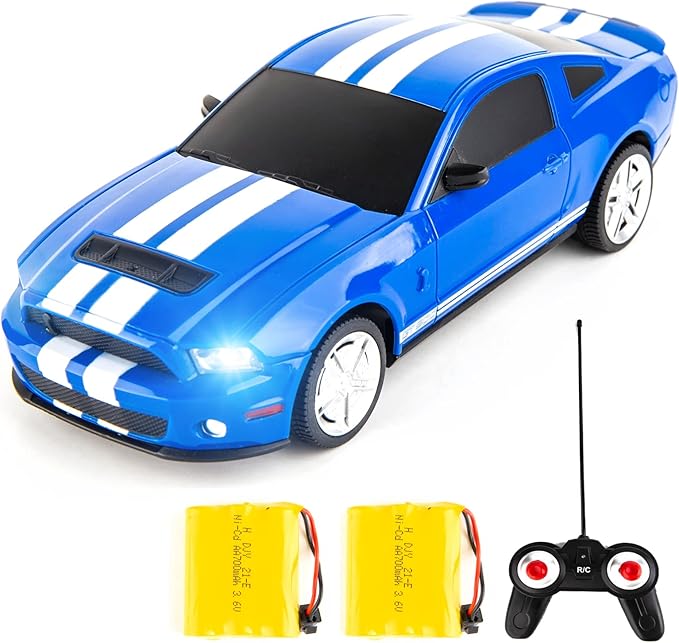 BDTCTK Remote Control 1/24 Ford Mustang Shelby GT500 RC Model Car, Toys for Kids and Adults Blue