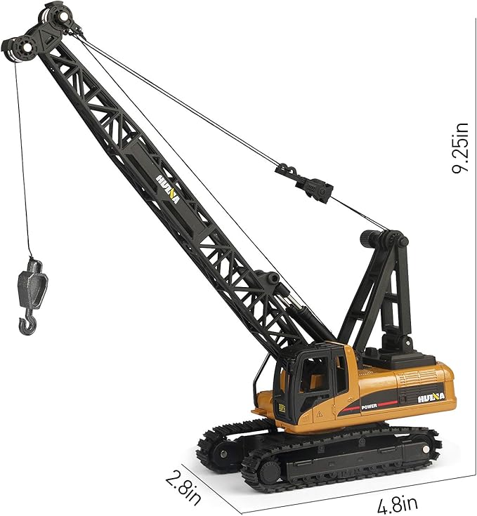 duturpo 1/50 Scale Metal Diecast Crane Truck Toy, Metal Construction Vehicles Crane Machine Model Toy for Boys