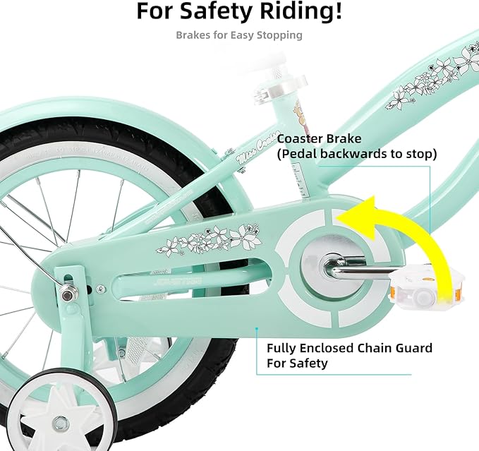 JOYSTAR 12 14 16 Inch Kids Cruiser Bike for Ages 2-7 Years Old Girls & Boys, Children's Bicycle with Training Wheels, Coaster Brake, Fenders & Adjustable Seat