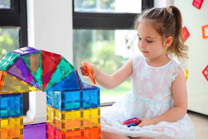 110PCS Premium MagneticTiles, MagnetTiles, STEM AUTHENTICATED, Magnetic Blocks, Magnetic Building Blocks, Magnets for Kids, MagneticTile Toy Boys Girls Age 3 4 5 6 7 8