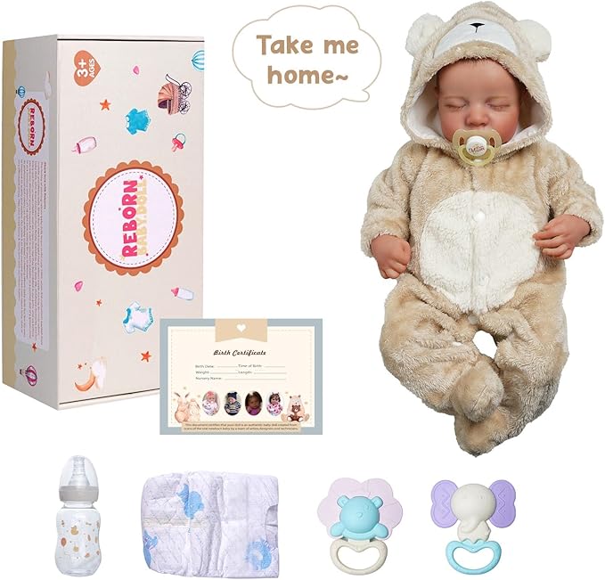 BABESIDE Lifelike Reborn Baby Dolls Boy - 17-Inch Baby Soft Body Realistic-Newborn Baby Doll Full Body Vinyl Real Life Baby Dolls with Toy Accessories