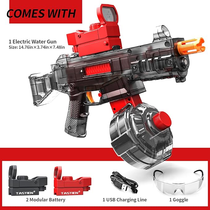 Electric Water Gun, 500+ Electric Water Blaster, Automatic Squirt Gun up to 36 FT Range, High Powered Watergun Toys for Kids Adults Pool Beach Party Outdoor Water Fighting Summer Gifts