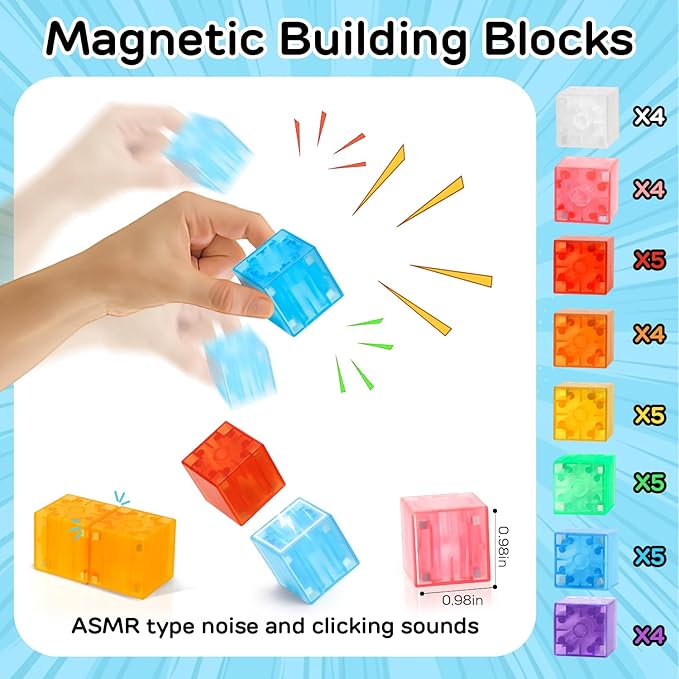 TOY Life 36PCS Magnetic Blocks for Kids Ages 4-8, Magnetic Building Blocks for Toddlers 3-5, Magnet Blocks, Magnetic Toys, Magnet Toys for Toddler, Kids Building Blocks, Toddler Building Toys for Kids