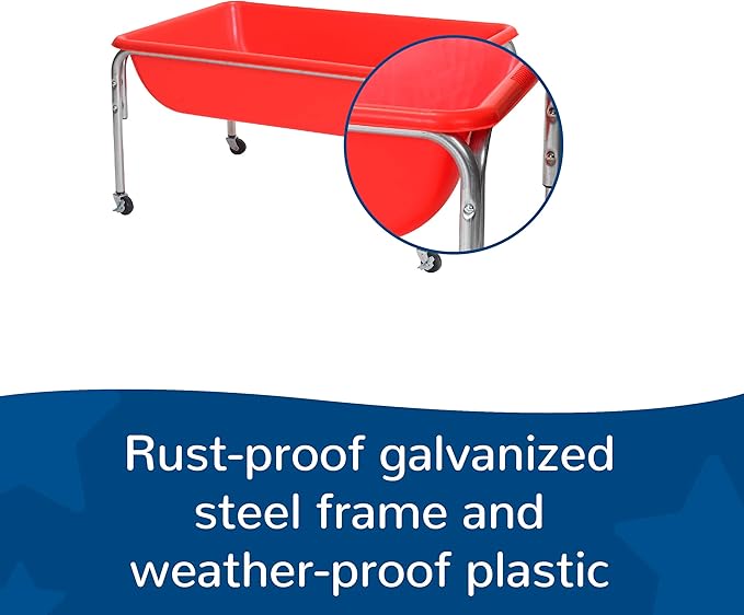 Children's Factory, 1133-18, Large Sensory Table, 18”H, Red, Kids Preschool or Playroom Sand and Water Table, Indoor and Outdoor Playground Equipment