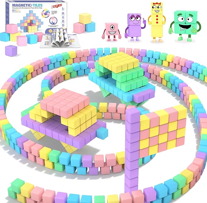 45pcs Magnetic Blocks Building Cubes for Toddlers - Pastel Colors Magnetic Cubes Toys Classroom Must Have STEM Magnet Building Blocks Toy Christmas Birthday Gifts for Girls Boys Ages 1-3 3-5